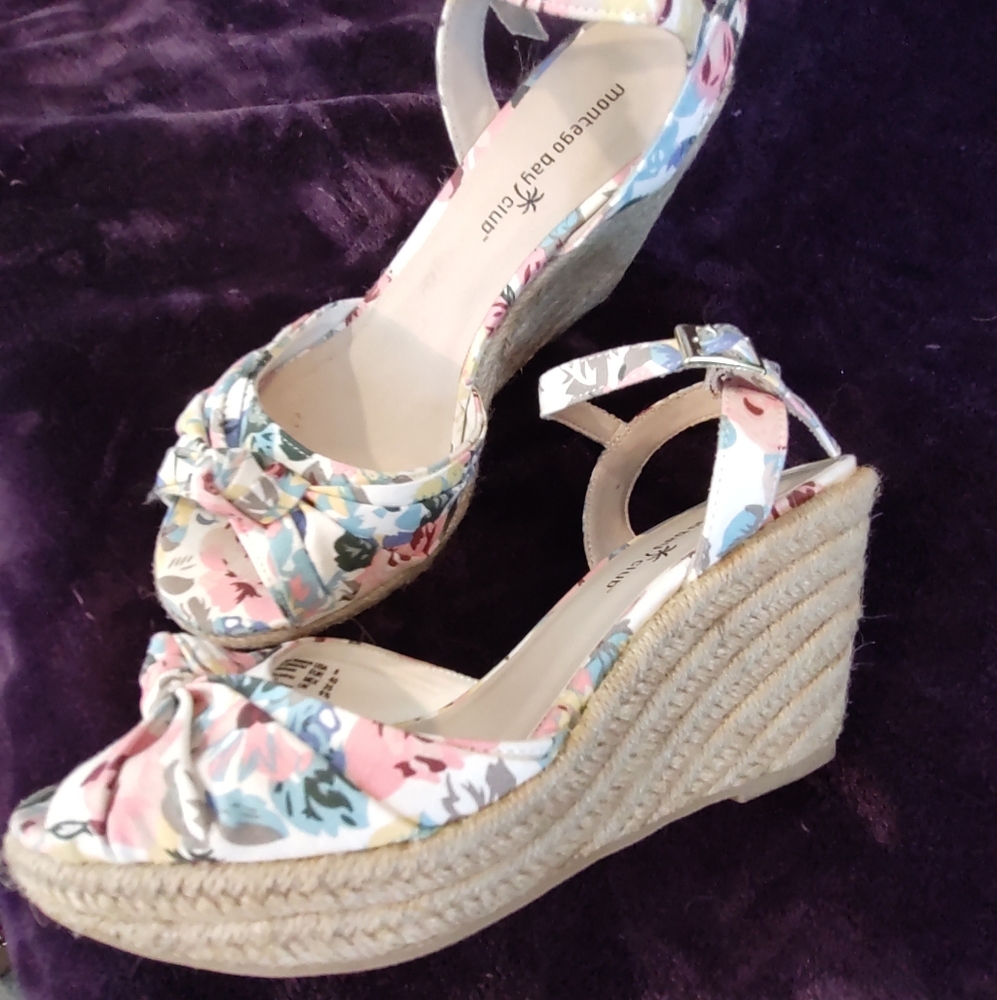 Montego Bay wedge sandals/espadrilles with floral fabric - Picture 5 of 6